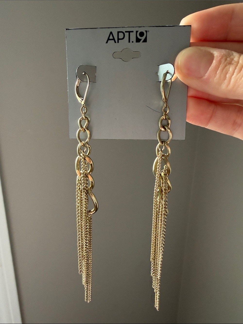 NWT Apt. 9 Gold Chain Link Tassel Drop Earrings - Long Dangle Style